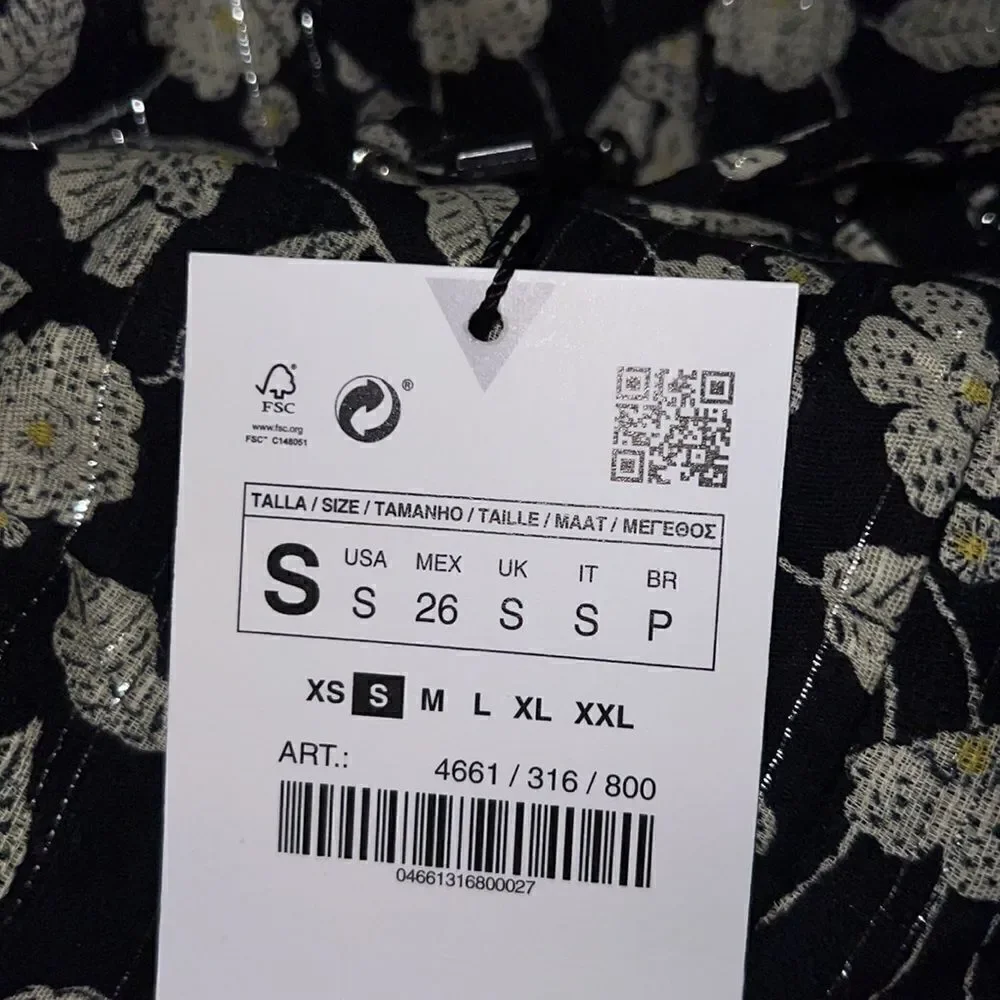 ZARA Black Floral Metallic Thread Romper NWT Sizes S M L Strappy Flowy Jumpsuit - Picture 10 of 12